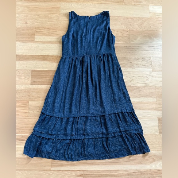 Loft New Blue Spotted Tiered Pocket Midi Dress sleeveless size 14 - Picture 12 of 13